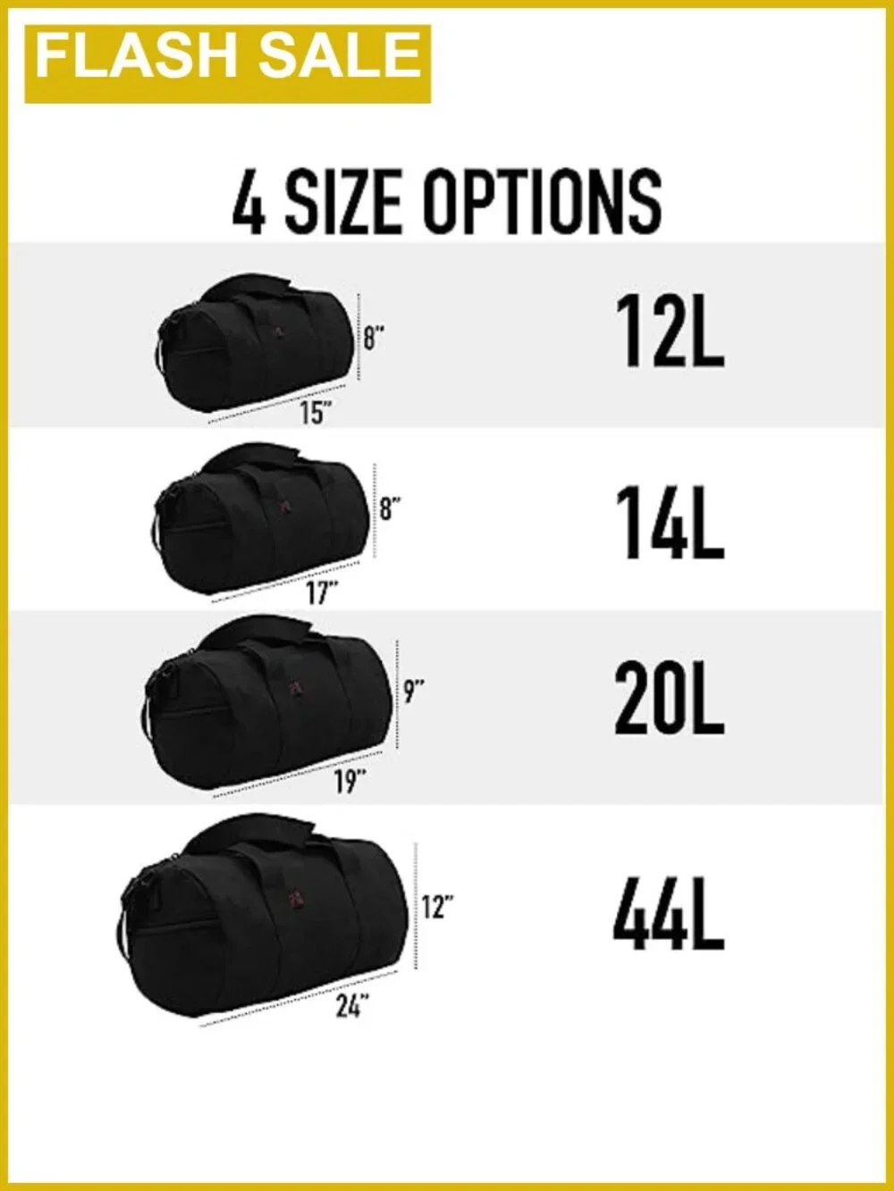 Heavyweight Canvas Travel Duffle Bag with Shoulder Strap, Gym & Camping Gear